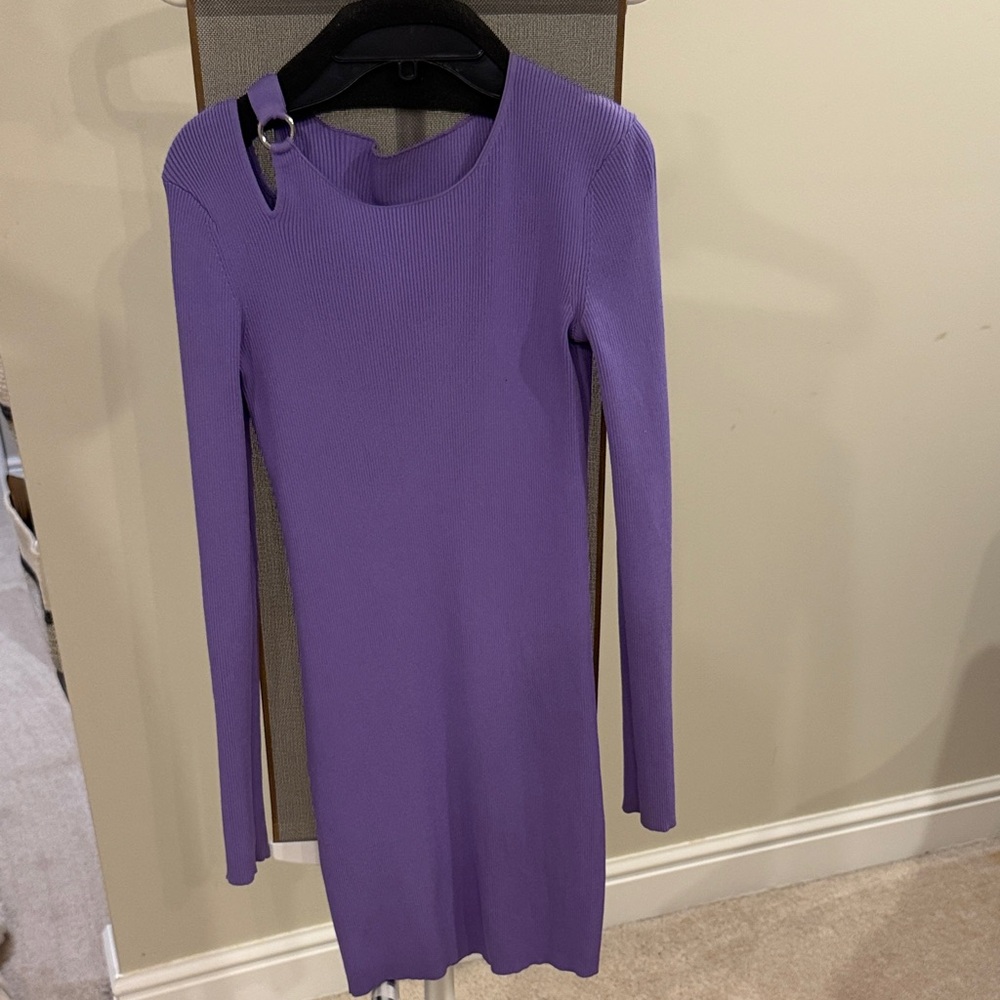 Herve Leger Vibrant Purple Long Sleeve Dress